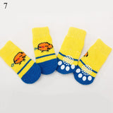 4pcs Warm Puppy Dog Socks Soft Pet Knits Socks Cute Cartoon Anti Slip Socks Warm Puppy Dog Shoes Small Medium Dogs Pet Product