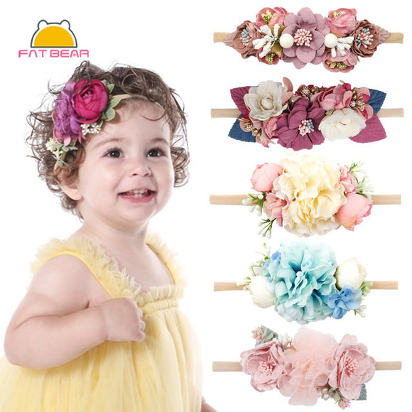 Pearl Baby Headbands Flower For Girls Handmade Bundle Nylon Elastic  Hair Band Baby Hairband Headdress Newborn Hair Accessories