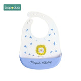 Bopoobo Baby Bib Adjustable Animal Picture Waterproof Saliva Dripping Bibs Soft Edible Silicone Saliva Towel Drooling Baby Scarf