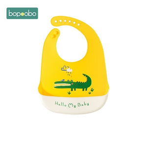 Bopoobo Baby Bib Adjustable Animal Picture Waterproof Saliva Dripping Bibs Soft Edible Silicone Saliva Towel Drooling Baby Scarf