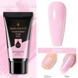 BORN PRETTY 30/20ml Glitter Acrylic Gel Finger Extension Silver Pink Extension Gel Soak Off Nail Art Gel Varnish