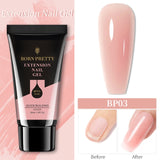 BORN PRETTY 30/20ml Glitter Acrylic Gel Finger Extension Silver Pink Extension Gel Soak Off Nail Art Gel Varnish